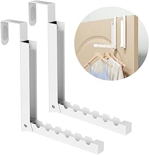 BAKON Over The Door Hanger Folding Clothes Drying Rack, Folding Hanging Coat Rack for Indoor Laundry Room Compact Small Space Foldable Port...