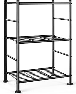 Sakugi Storage Shelves - 3 Tier Shelf Organizer, Sturdy Metal Garage Shelving with Adjustable Leveling Feet, Space-Saving Shelves Organizer...