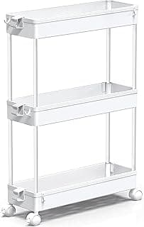 SPACEKEEPER Slim Rolling Storage Cart, 3 Tier Bathroom Storage Organizer Laundry Room Utility Cart Mobile Shelving Unit, Multi-Purpose for...