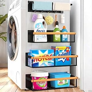 POLRAI 4 Pack Magnetic Shelves for Washing Machine Magnetic Shelf for Fridge Powerful Magnetic Shelves and Magnetic Hook for Laundry Room K...
